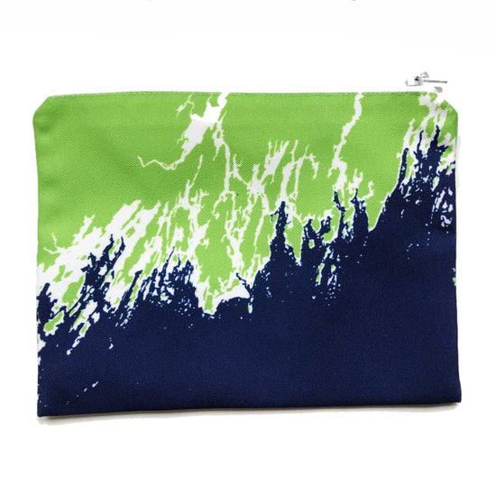 Load image into Gallery viewer, Coastline Maine Coast Zippered Pouch in Green Navy Beachdashery® Jewelry
