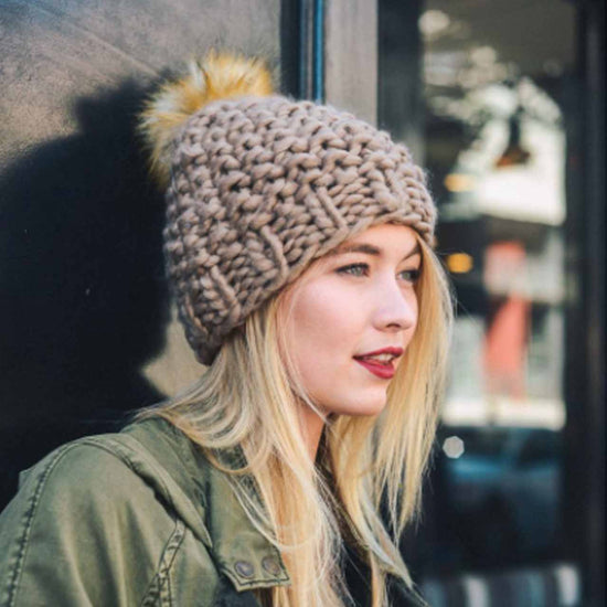 Load image into Gallery viewer, Oversized Chunky Pom Beanie in Pink Beachdashery Jewelry
