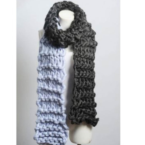 Oversized Knit Scarf in Charcoal Powder Blue Beachdashery Jewelry
