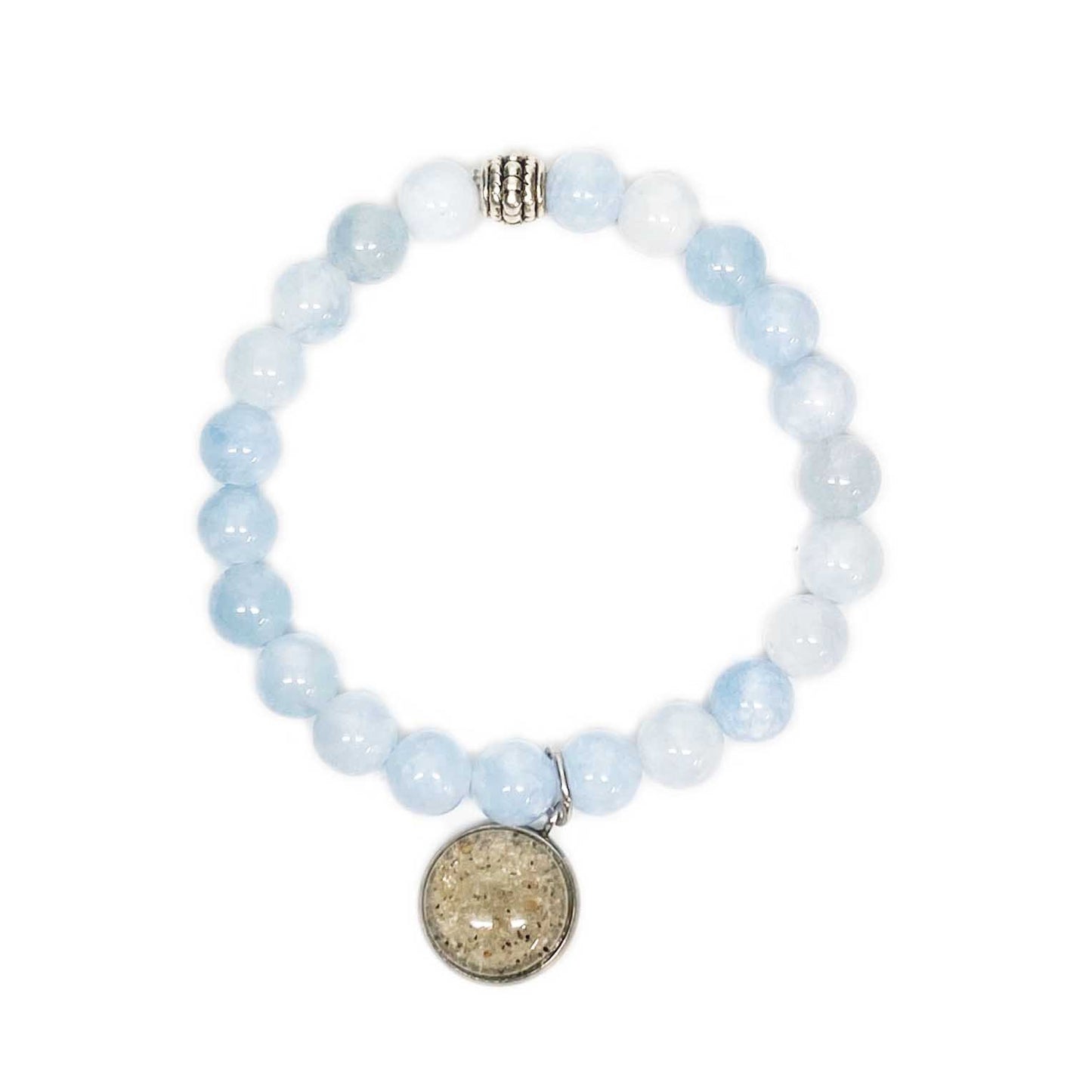 Aquamarine and South Sea Pearl Elastic Bracelet  Aquarian Pearls